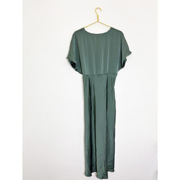 NWT Zara Green Satin Slip Midi Dress Sz Large Short Sleeve Cocktail Quiet Luxury - Picture 13 of 14